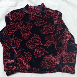 Velvet flower print crop top